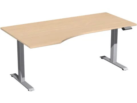 In hoogte verstelbaar bureau in vrije vorm,HxBxD 730-1230x1800x1000mm