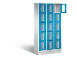 Lockerkast 1800x900x500mm 3x5 vakken Cilinderslot, Sokkel, RAL5012