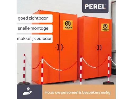 Afzetpaal Rood Wit Voor Signalisatieketting Set 2 stuks