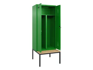 PBM-locker met bank,HxBxD 2120x800x815mm,2vak,vak B 400mm,draaigrendel - 1