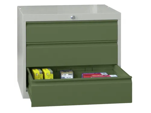 ladekast 600x715x600mm 3laden cilinderslot RAL7035 front RAL6011