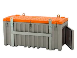 Opbergbox 750l 800x 1700x 860mm Kraanbaar Met Zijdeur Grijs/Oranje - 1