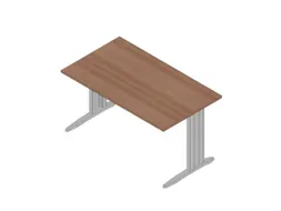 bureau,HxBxD 730x1400x800mm,blad canaletto-hout,C-voet aluminium