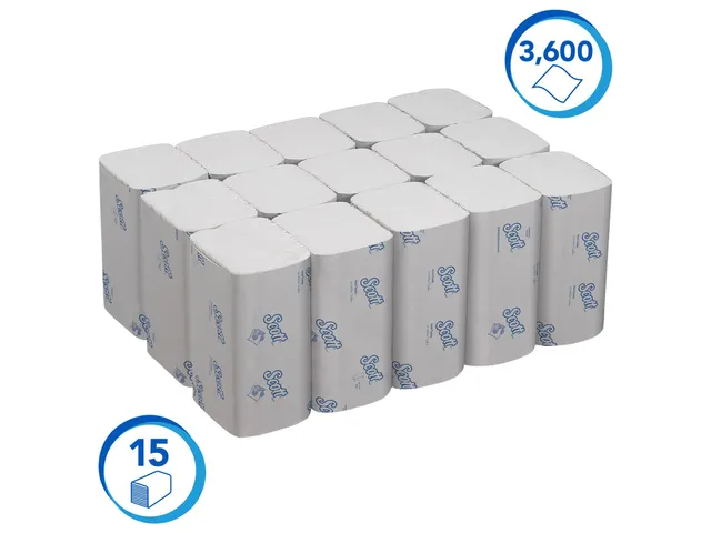 Handdoek Scott Essential i-vouw 1-laags 20x32cm 15x240stuks wit 6669
