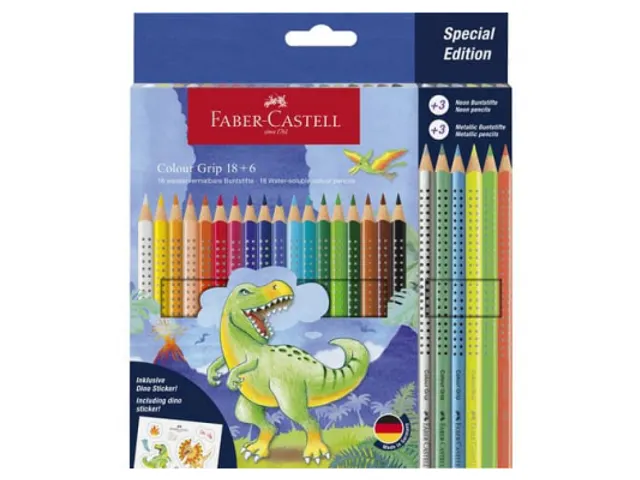 Kleurpotlood Faber-Castell Grip Dino 18 colour grip + 6 metallic grip