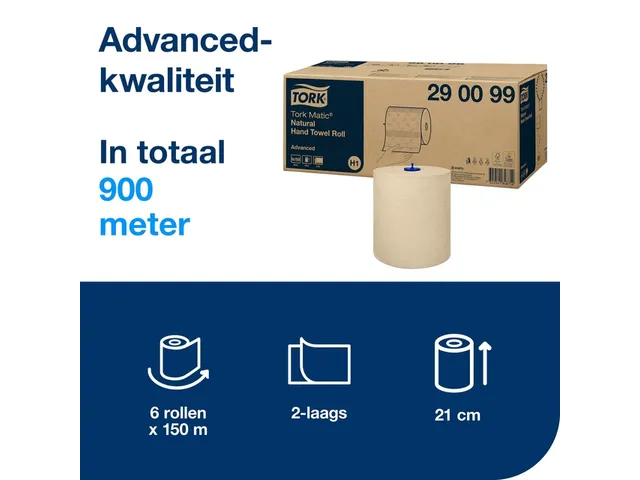Tork 290099 H1 Matic Advanced Handdoekrol Naturel 2-laags 150m 6 rol