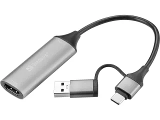 HDMI Capture link naar USB-C/A 136-70 adapter zilver - 1