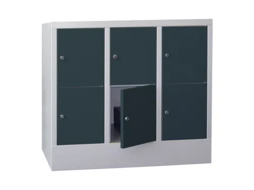 lockerkast,HxBxD 855x900x500mm,3x2vakken,RAL7035,front RAL7016