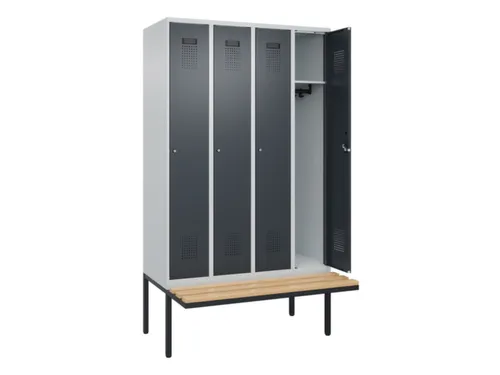locker met bank,HxBxD 2120x1200x815mm,4vak,vak B 300mm,cilinderslot