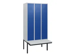 locker met bank,HxBxD 1950x900x815mm,3vak,vak B 300mm,cil.-slot