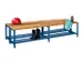 banc double LxP 2000x740mm barrettes en bois hêtre piètement RAL5010