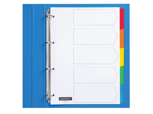 Tabbladen Quantore 4-gaats karton 5-delig wit gekleurde tabs