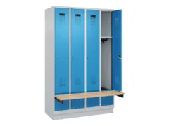 locker met bank,HxBxD 1950x1200x815mm,4vak,vak B 300mm,cilinderslot