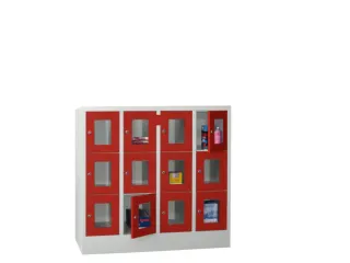 lockerkast,HxBxD 1187x1200x500mm,4x3vakken,RAL7035,front RAL3000 - 2