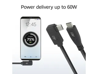 Kabel ACT USB-C standaard naar USB-C hoek 10Gbps 1m - 10
