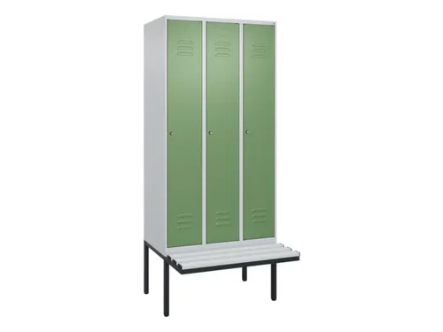 locker met bank,HxBxD 2120x900x815mm,3vak,vak B 300mm,cil.-slot