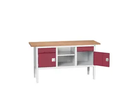 werkbank,HxBxD 830-930x1750x600mm,multiplexblad,uitrusting: 2laden