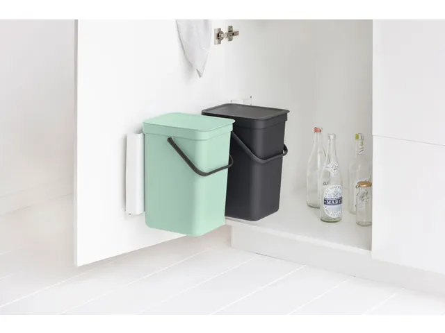 Inbouwafvalemmer Sort & Go 2x12 Liter Jade Donkergrijs