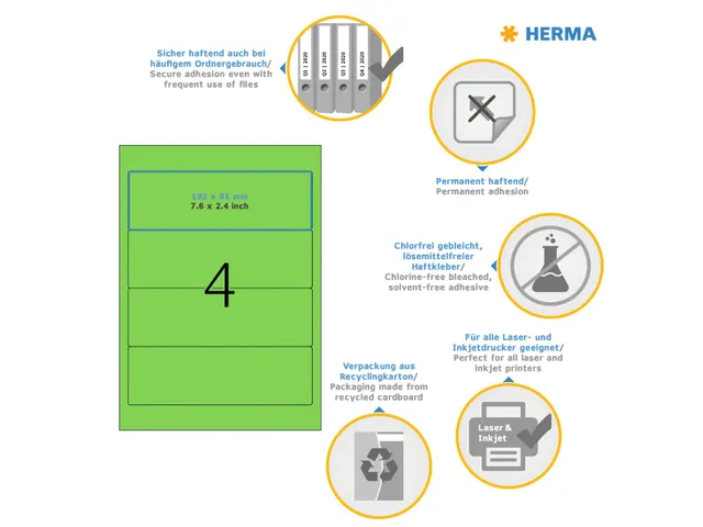 Herma 4299 Rugetiket 192x61mm Groen permanent klevend 400 stuks