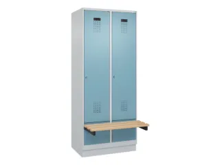 locker met bank,HxBxD 1950x800x815mm,2vak,vak B 400mm,cilinderslot - 2