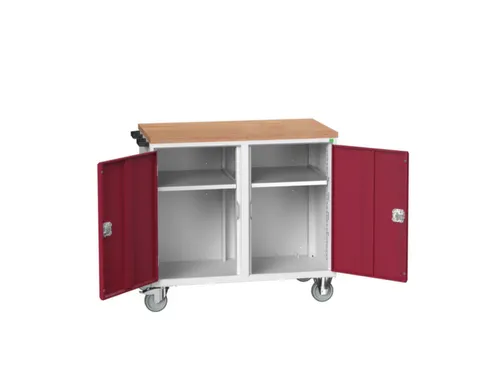 montagetafel 980x1050x600mm multiplexblad 2 kasten RAL7035 fr. RAL3004