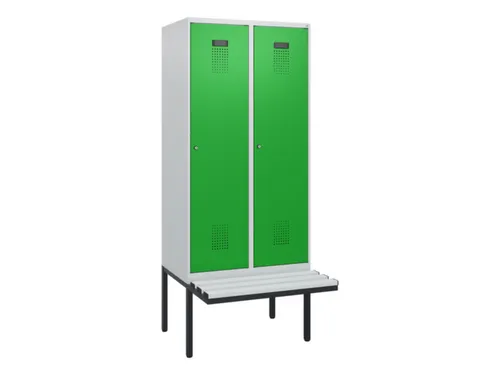 locker met bank,HxBxD 1950x800x815mm,2vak,vak B 400mm,cilinderslot