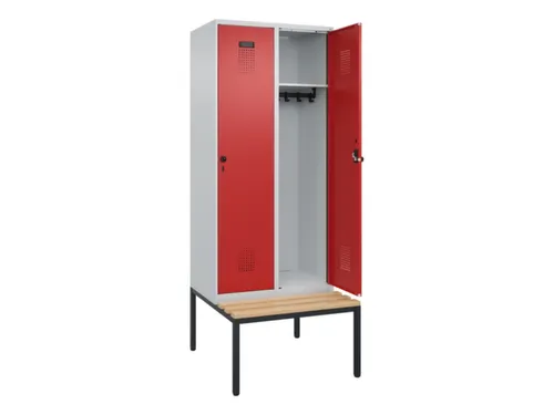 locker met bank,HxBxD 2120x800x815mm,2vak,vak B 400mm,draaigrendel