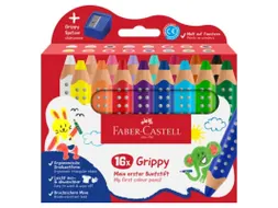 Kleurpotlood Faber-Castell Grippy XXL Jumbo etui 16 stuks en puntensli