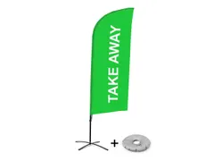 Horecavlag Alu Wind complete set "Take Away" Groen kruisvoet Zwart