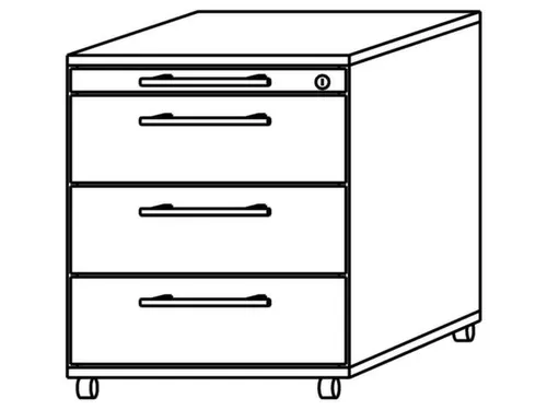 mobiel ladeblok,HxBxD 590x428x580mm,4lade(n),cil.-slot,romp notenboom
