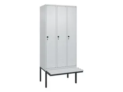 locker met bank,HxBxD 2120x900x815mm,3vak,vak B 300mm,draaigrendel