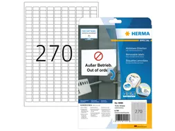 HERMA 10000 Verwijderbare etiketten A4 17,8x10mm Wit 6750 stuks