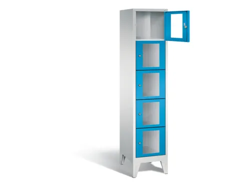 Lockerkast 1850x420x500mm 1x5 vakken Cilinderslot Poten, RAL5012