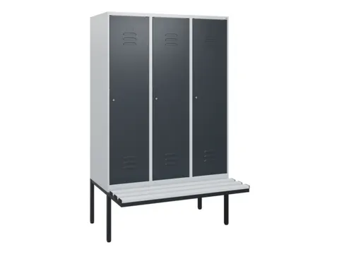 locker met bank,HxBxD 1950x1200x815mm,3vak,vak B 400mm,cil.-slot