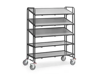 Eurobakkenwagens 1384 Ral7016 300kg 1240x610mm 5 Etages Hout - 1