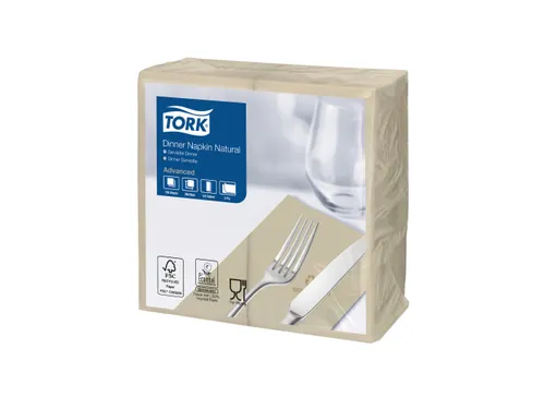 Tork 477352 Dinnerservet 39x39cm 2-laags 1/8 vouw 12x150st Natural