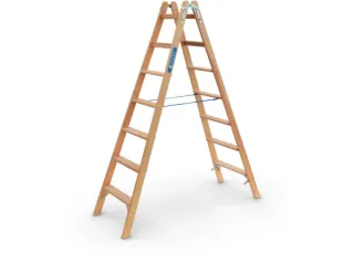 trapladder,beide zijden,2x7sporten,balk L 2,09m,2-dlg.,naaldhout - 2