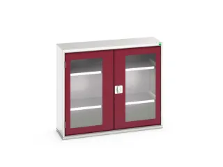 vitrinekast 900x1050x350mm 2xStalen bodem romp RAL7035 front RAL3004 - 1