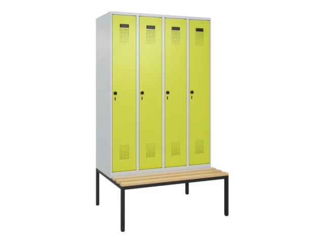 locker met bank,voor scheiding van kleding,HxBxD 2120x1200x815mm,4vak