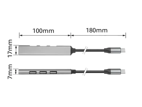Hub ACT USB-C 3x USB-A 2.0 en 1x USB-A 3.0