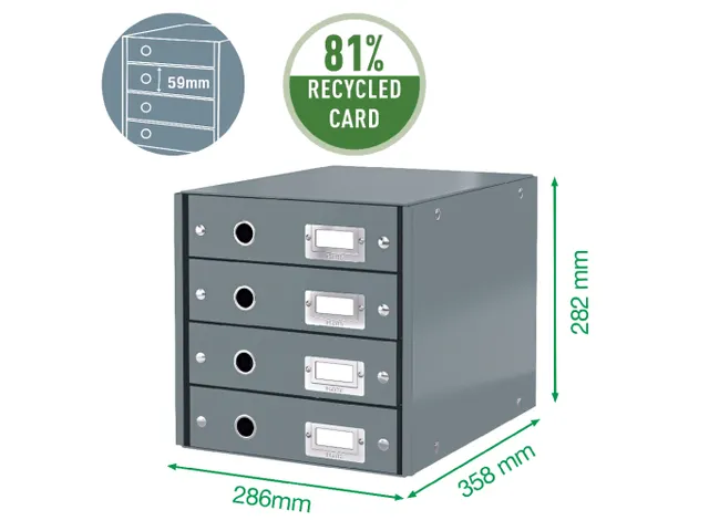 Ladenbox 4 Laden Leitz Click & Store 4 Laden Wit 81% gerecycled karton
