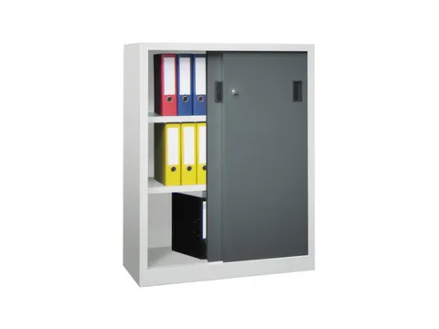 schuifdeurkast,HxBxD 1200x1000x500mm,RAL7035,front RAL7016