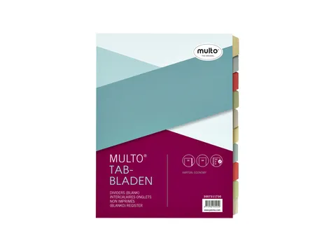 Tabbladen Multo 7311730 A4 23-Gaats Karton 10-Delig Assorti