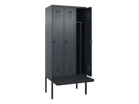 locker met bank,voor scheiding van kleding,HxBxD 2120x900x815mm,3vak