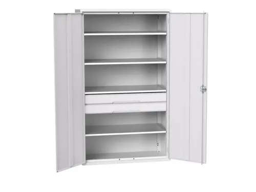 universele kast,HxBxD 2000x1300x550mm,4xStalen bodem,2lade(n)
