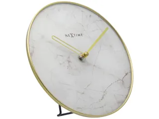 Tafelklok Ø 20cm Glas / Metaal Wit 'Marble' - 2