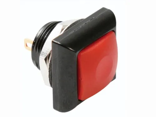 Vierkante Metalen Drukschakelaar Met Rood Kapje - 1P Spst Off-(On)