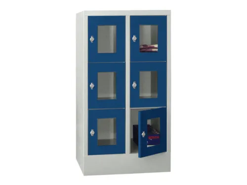 lockerkast,HxBxD 1187x600x500mm,2x3vakken,RAL7035,front RAL5010