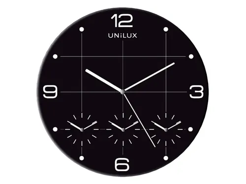 Wandklok Unilux On Time Ø30,5cm zwart/wit tijdzone cijfers