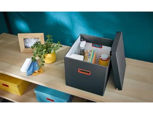 Cosy Click & Store kubus grote opbergdoos grijs 80% gerecycled karton